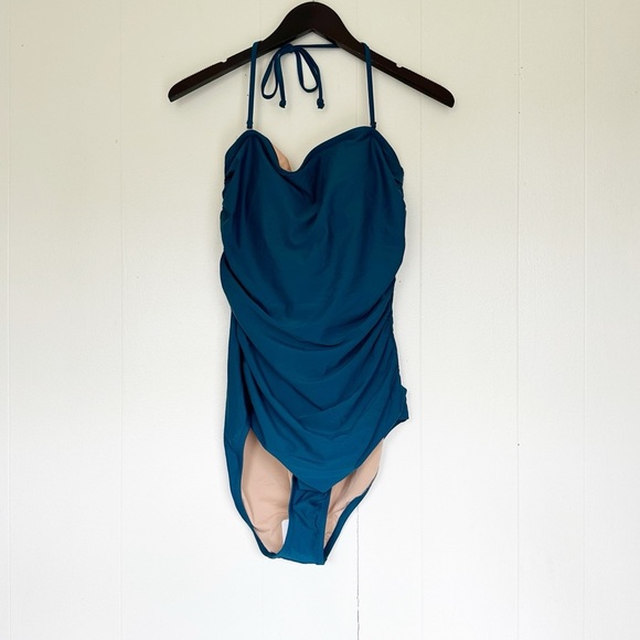 NWT J. CREW Factory Strapless One-Piece Swimsuit Peacock Blue Large - Picture 4 of 9